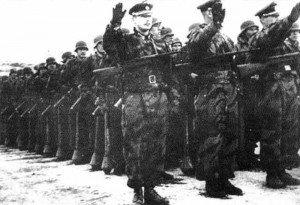Troops of the ROA 1st Division parade at Munsingen training camp