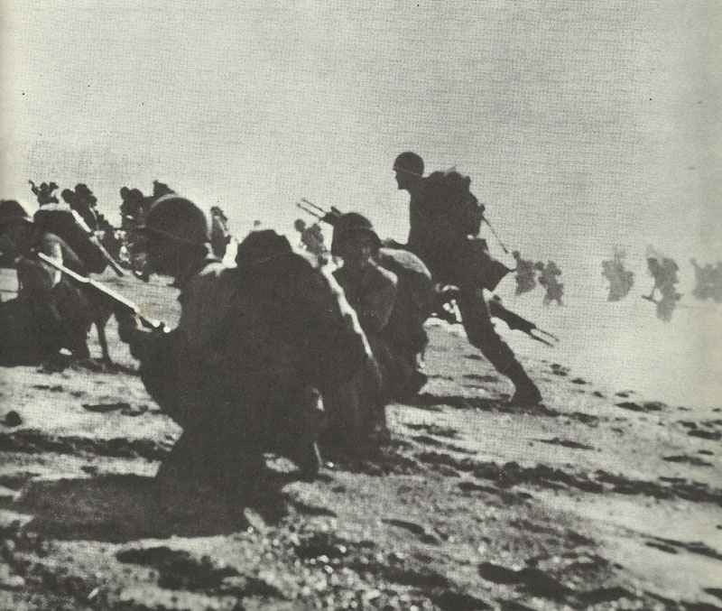 US Marines on the beach of Guam.