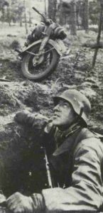 German motorcyclist messanger in air cover