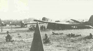 Airborne troops alongside their Waco CG-4A gliders