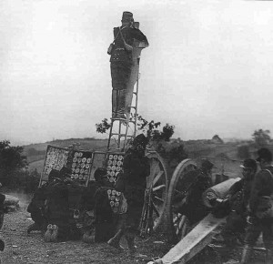 French 75mm field gun in action