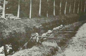 French infantry guards a canal bank