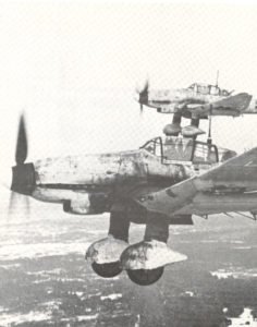 Junkers Ju 87 D Stukas on their way to a target near Leningrad