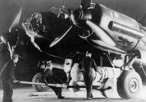 Ju 88 A-4 equipped with flare guards and an AB 1000 canister which held 610 B-1 incendiary bombs