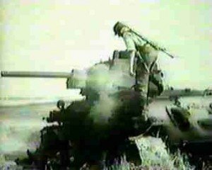 German soldier on a knocked-out T-34