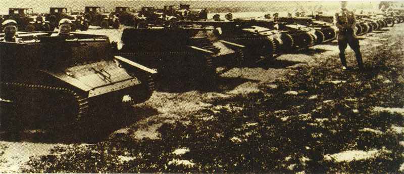 Polish TK tankettes line-up for manoeuvre