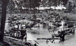 Destroyed Polish transport column in river Bzura