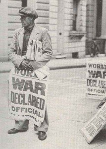 A London newspaper seller has the grim news of September 3, 1939. 