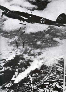 German He 111 bomber over Warsaw.