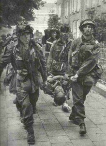 Wounded British paratroopers in Arnheim