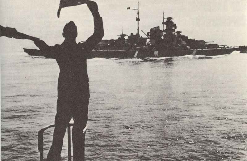 battleship Bismarck is leaving Bergen in Norway