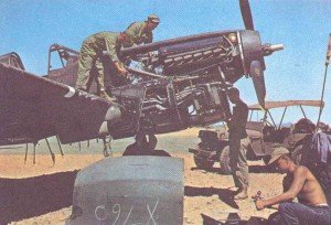 Field maintenance on a P-40 Warhawk F