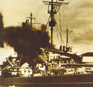 Battleship Tirpitz bombarding Spitzbergen