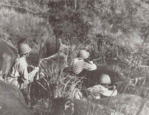 Japanese infantry are pictured in action in south China