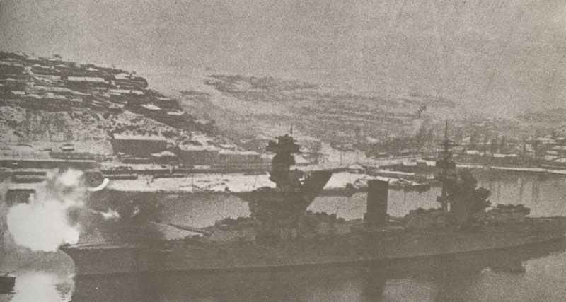 battleship Sevastopol is firing on German positions