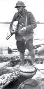 French soldier with Sten gun winter 1944-45