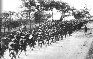 German troops move up to the trenches