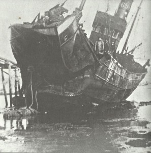 Mine destroyed bow of vessel