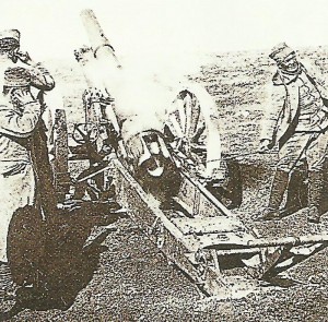 Serbian artillery firing.
