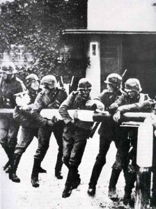 German soldiers were removing the border barrier to Poland