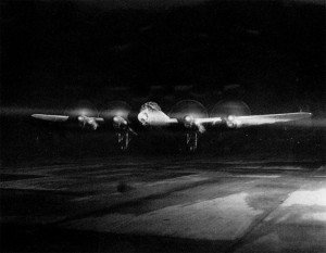 Lancaster before take-off run at night
