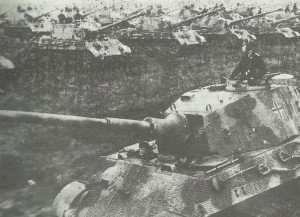 line-up of King Tiger tanks