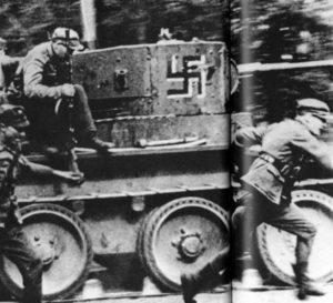 Finnish troops with captured Russian BT-5 tank