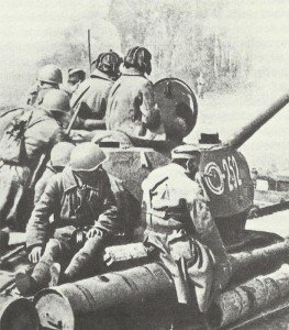Advancing Russian troops in Poland in March 1945