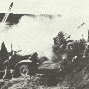 Rocket barrage on Japanese positions