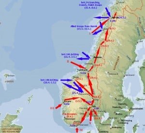 Map about the German invasion of Norway 