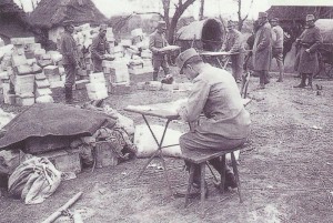 mail sorting behind the front line