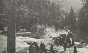 Russian artillery in the Carpathian Mountains