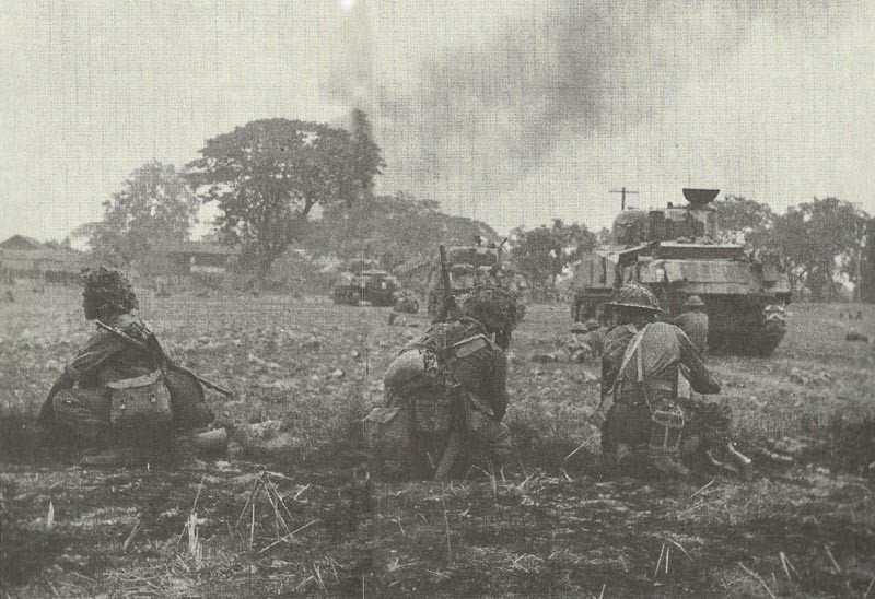 Indian troops in front of Rangoon