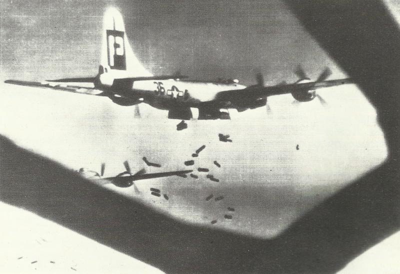 B-29 Superfortress showers incendiaries