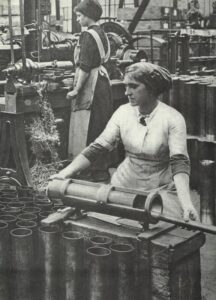 Women in the munitions factory. Inadvertently this will become an important step on the road to women's emancipation.