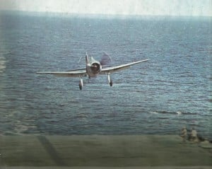 F6F comes in to USS Yorktown
