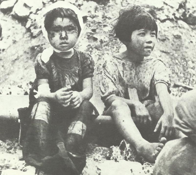 Childs saved from Nagasaki inferno