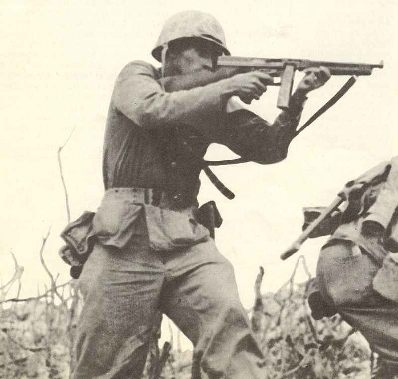 Marines is aiming with his Thompson 