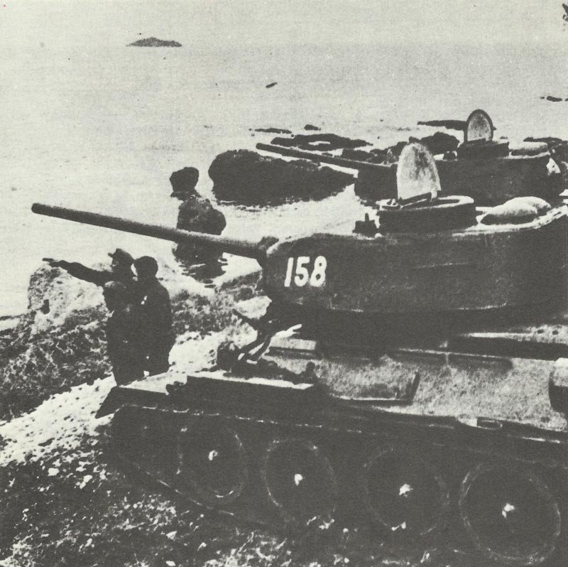 Russian tanks on the shore of Lake Khanka