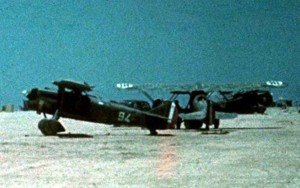 Italian Fiat CR32 biplane fighters on an airfield in Libya