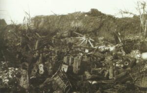 destroyed and abandoned position of the German field artillery