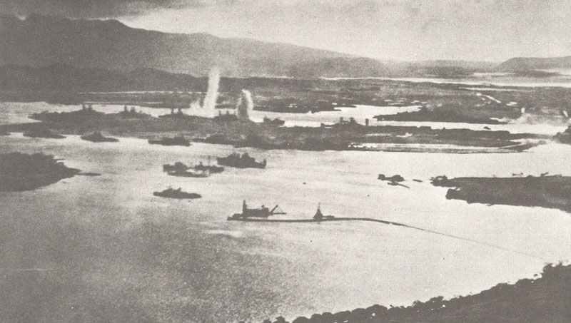 Picture taken from a Japanese pilot during the attack on Pearl Harbor