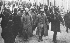 French guards move German prisoners to the rear 