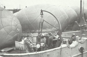 Barrage balloons and anti-aircraft guns 