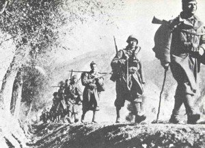 Italian infantry advancing in Greece. 