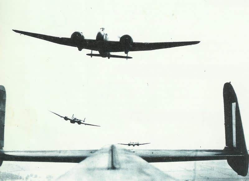 Dorsal gunner's view of Hampden's