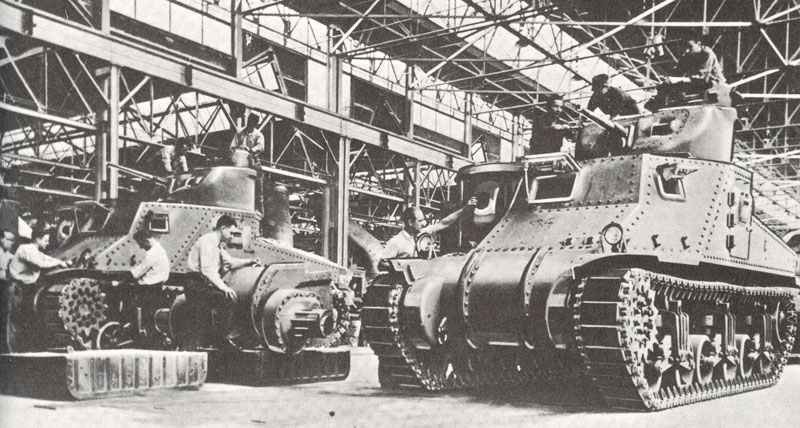 M3 tanks under construction at the Detroit Arsenal