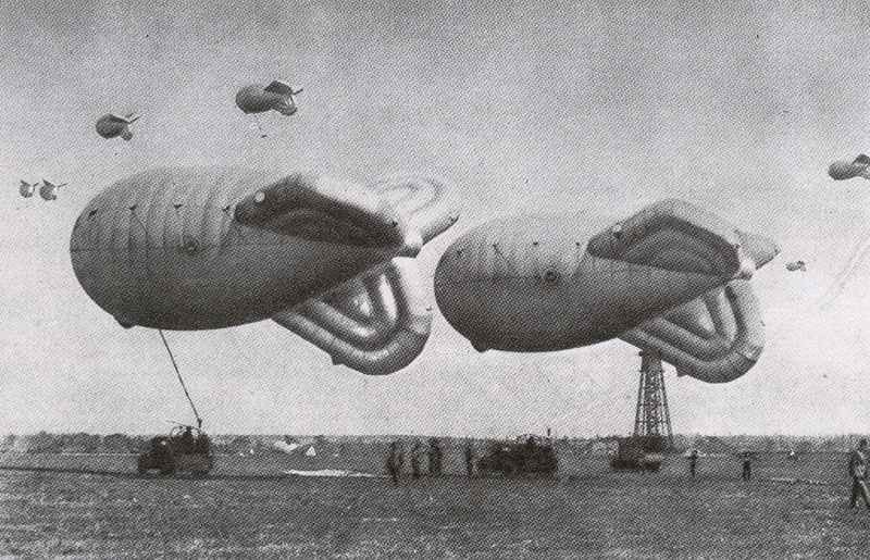 Preparing a balloon barrage in South England