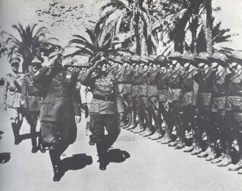 Romel gives a reception to new arrived units of the Afrika Korps