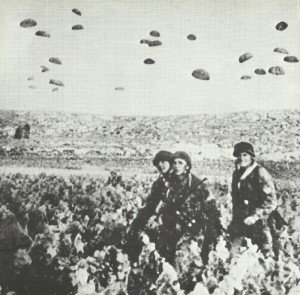 German paratroopers are landing on Crete